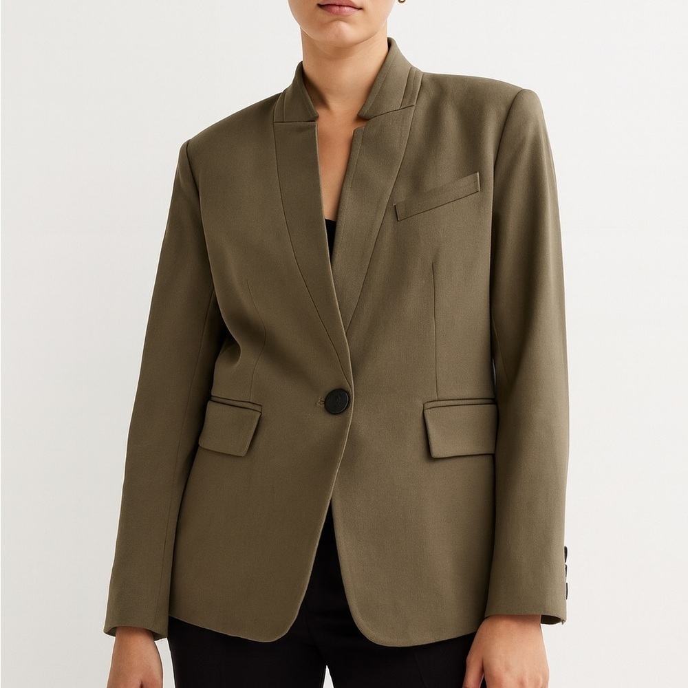 Diane Von Furstenberg Green Single Button Blazer Jacket Small